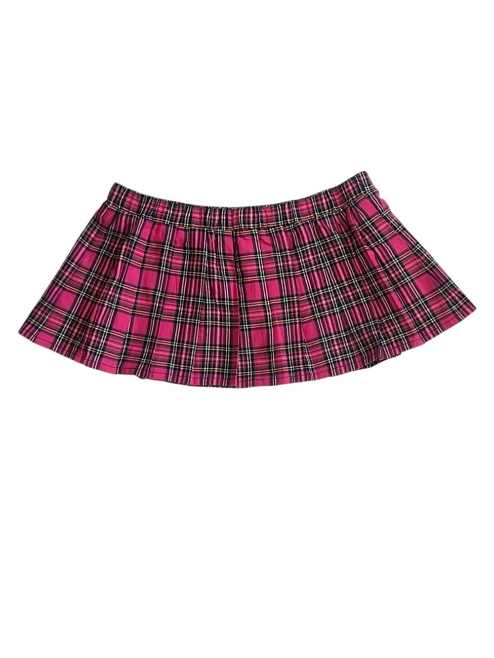 Pink Plaid Pleated Schoolgirl Punk Grunge Micro Mini Skirt Cosplay - Picture 1 of 8